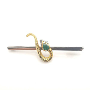 Broche Serpent Ancienne Or 18 Carats Émeraude et Diamants
