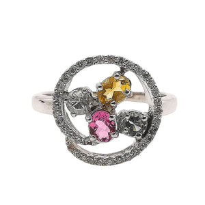 Ring Weißgold 18 Karat Edelsteine und Diamanten