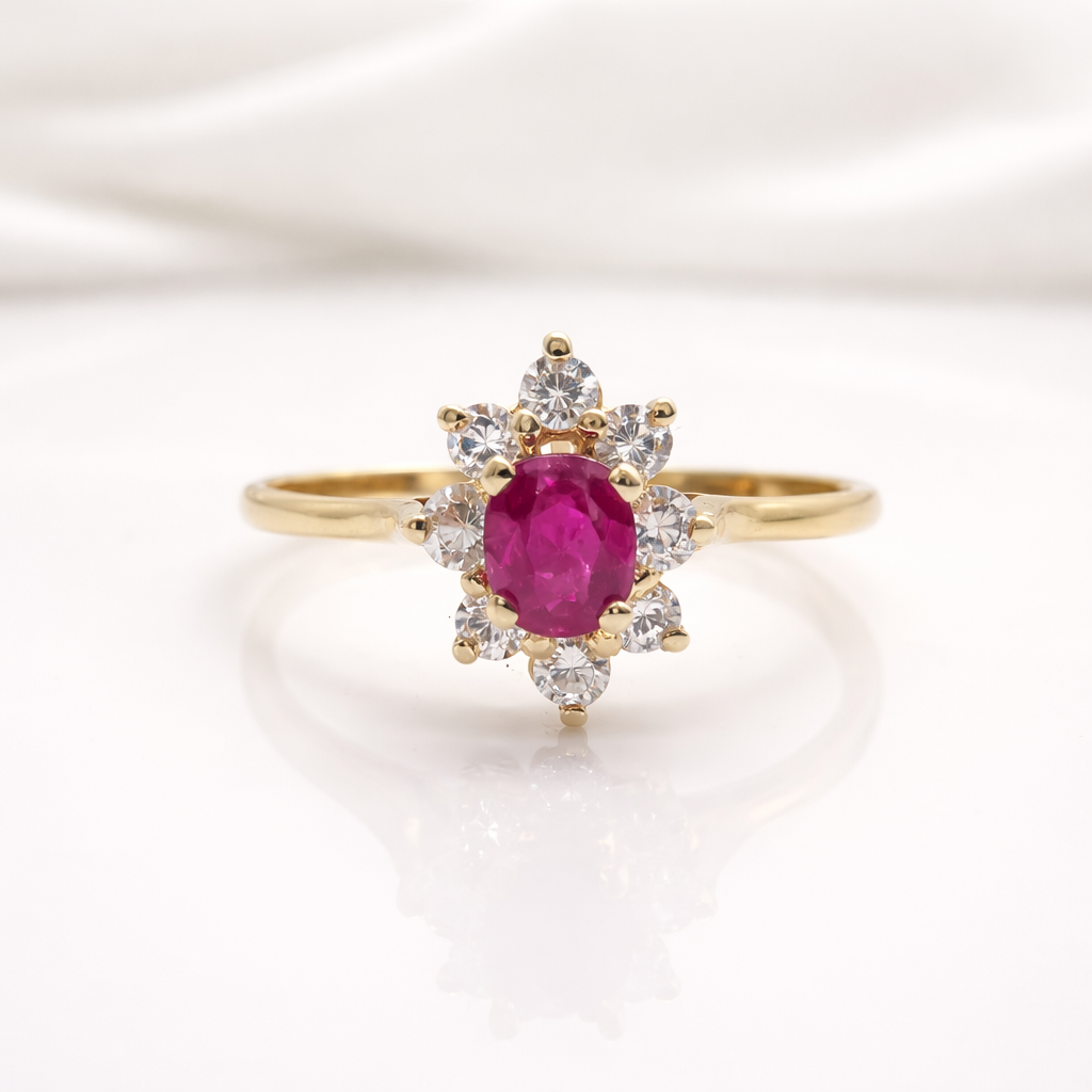 Bague Marquise Rubis en Or Jaune 18 Carats